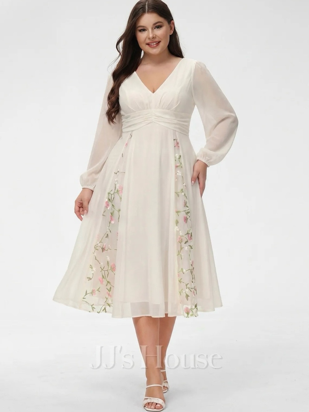 NWT JJ’s House XL Araxie apricot pleated lace midi dress bridal shower floral